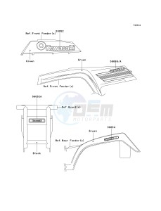 KLF 250 A [BAYOU 250] (A6F-A9F) A8F drawing DECALS-- GREEN- --- A8F- -