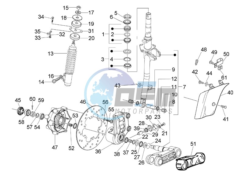 Fork - steering tube - Steering bearing unit