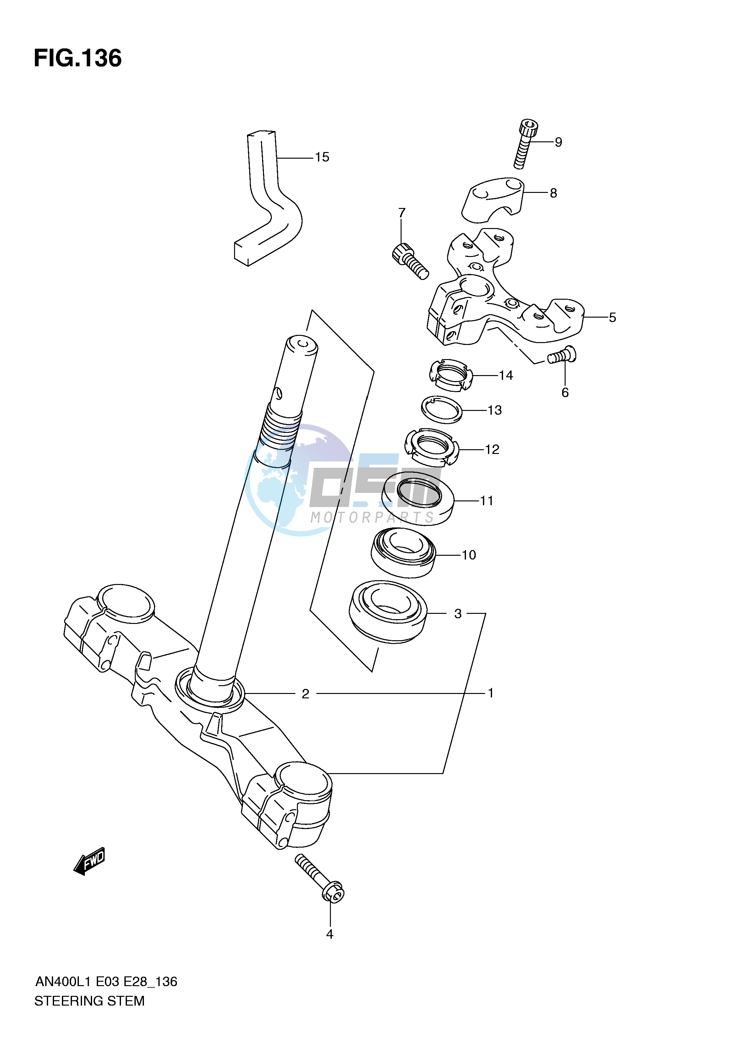 STEERING STEM (AN400AL1 E33)