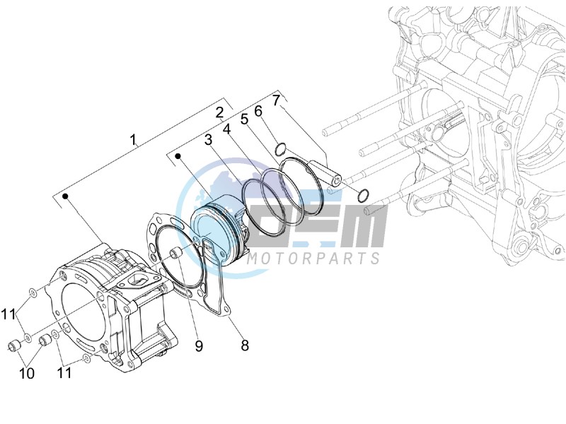 Cylinder-piston-wrist pin unit