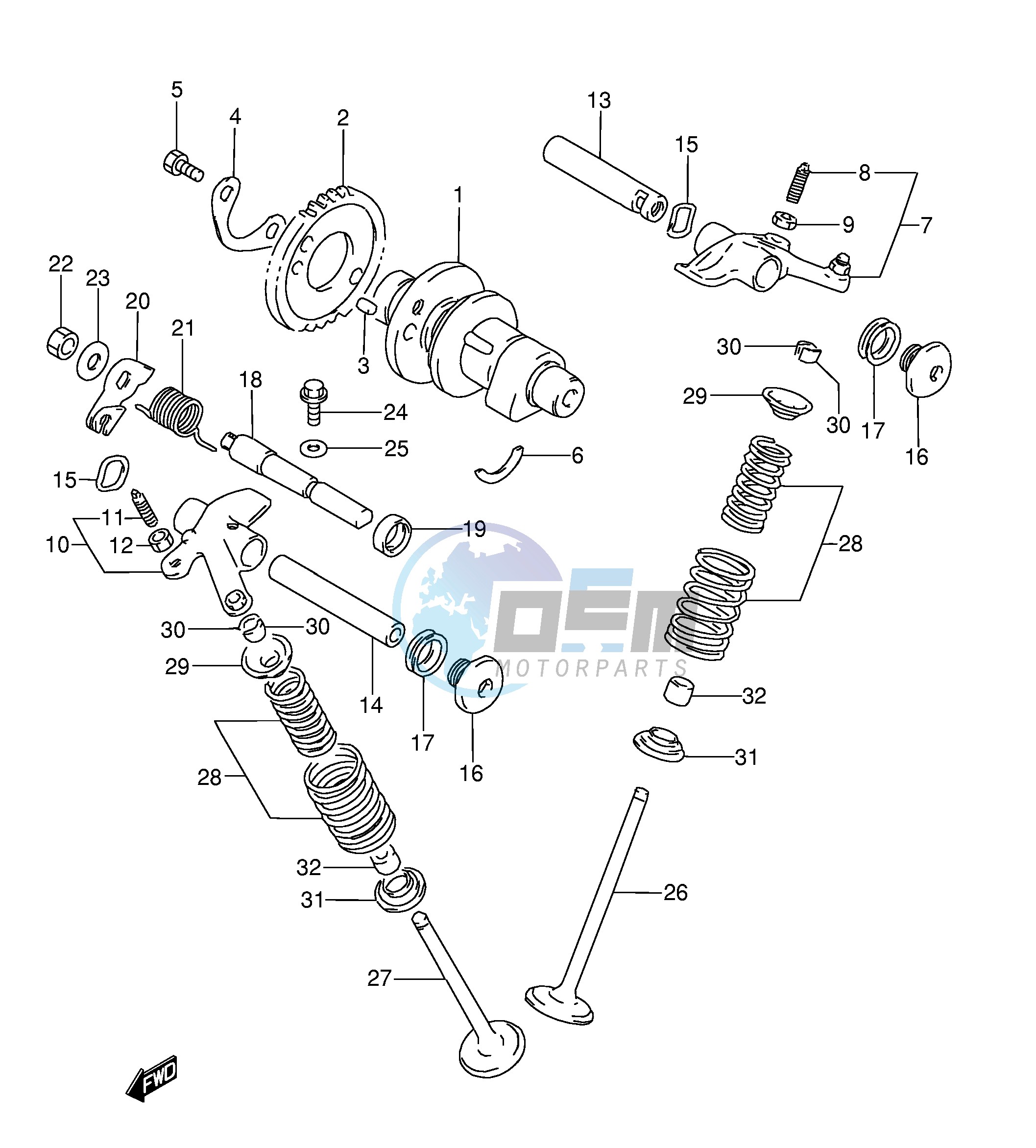 CAM SHAFT - VALVE (MODEL R S T)