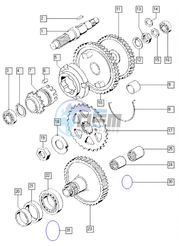 Countershaft-mainshaft