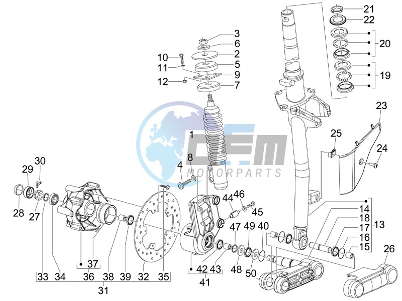 Fork - steering tube - Steering bearing unit