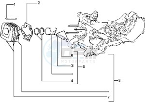 Typhoon 125 drawing Cylinder-piston-wrist pin assy