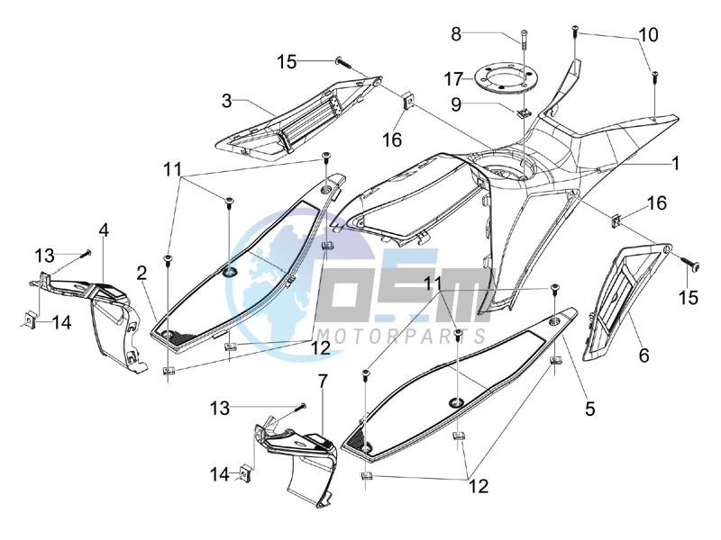 Central cover - Footrests