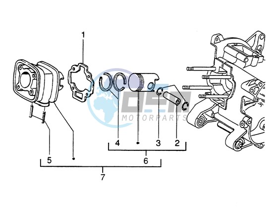 Cylinder-piston-wrist pin assy