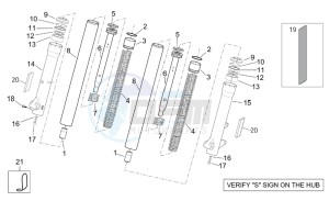 Scarabeo 125-150-200 (eng. Rotax) drawing Showa front fork - Hubs sleeves