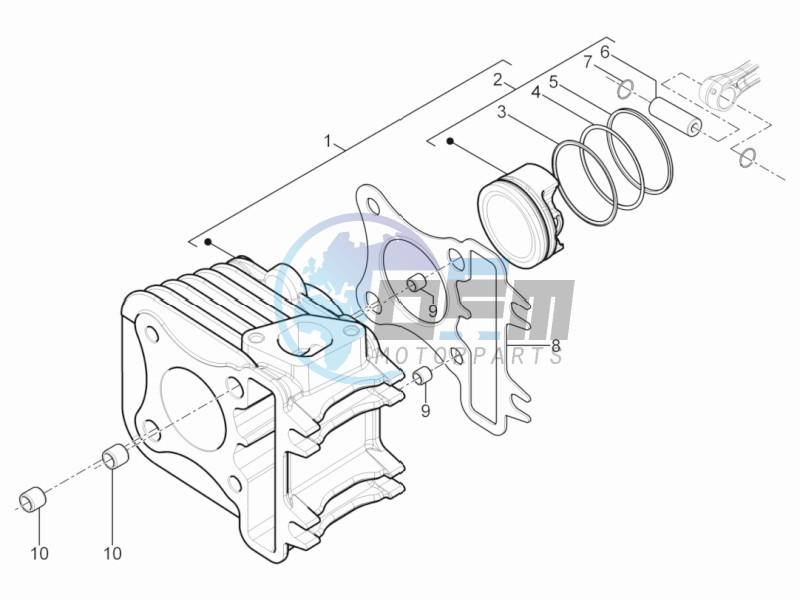 Cylinder-piston-wrist pin unit