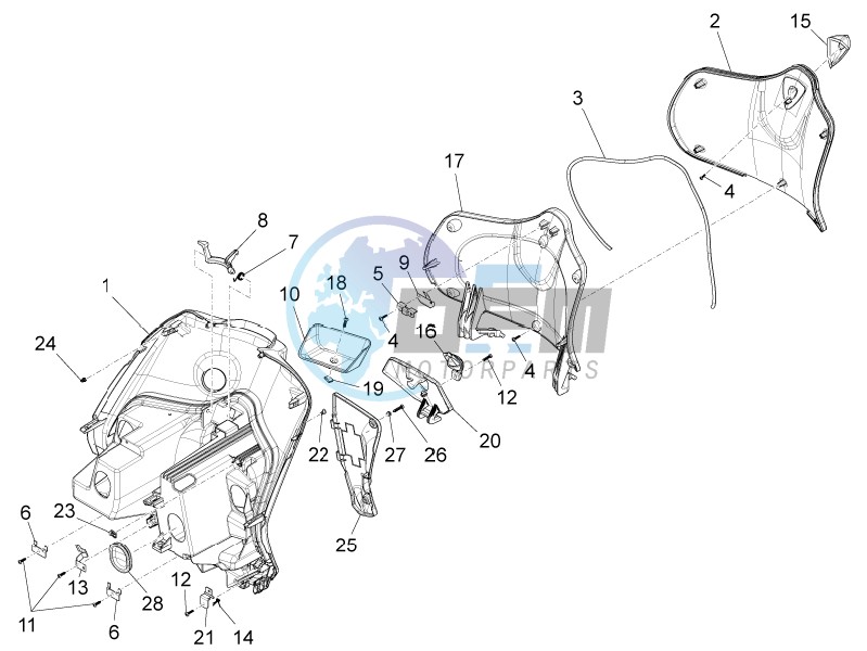 Front glove-box - Knee-guard panel