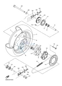 XJ6NA 600 XJ6-N (NAKED, ABS) (36BF 36BG) drawing REAR WHEEL