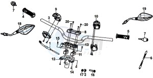 JET 14 125/XB1 (XC12WW-EU) (E4) (L7-M0) drawing HANDLEBAR / BRAKE LEVERS /KABELS