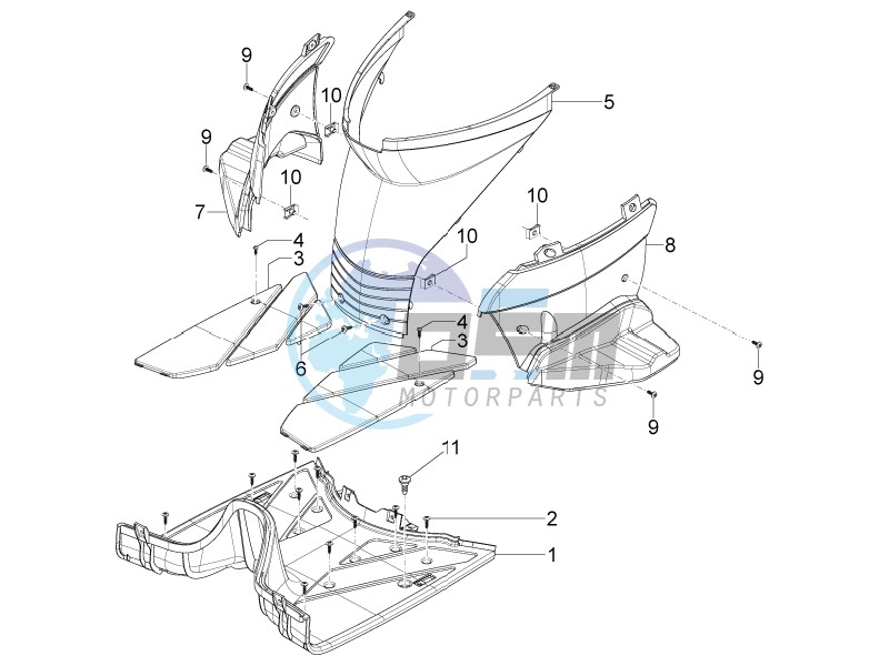 Central cover - Footrests