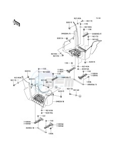 KVF 650 F [BRUTE FORCE 650 4X4I] (F6F-F9F ) F9F drawing FOOTRESTS