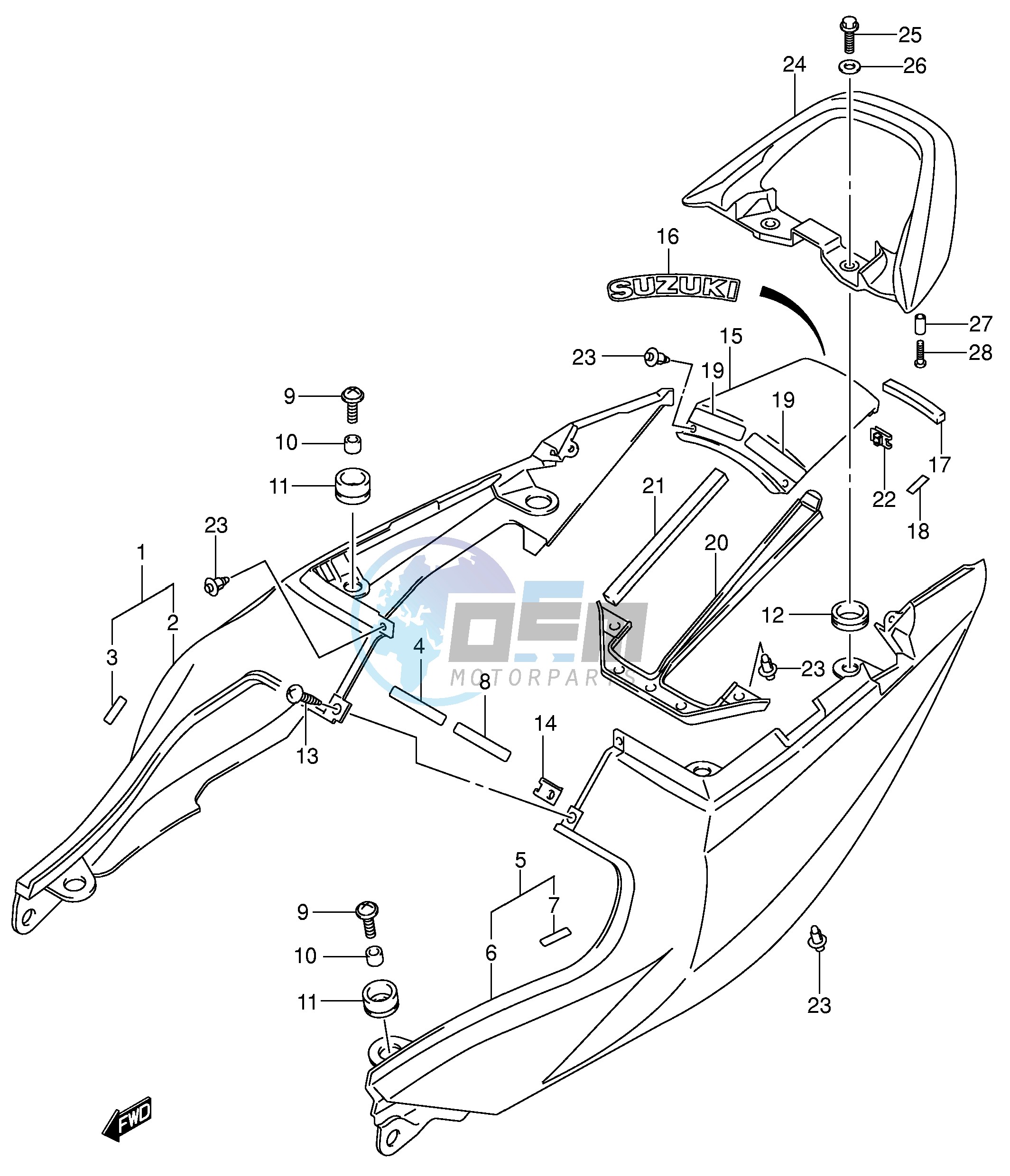 SEAT TAIL COVER (SV650SK3 SUK3)