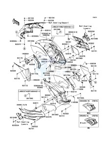 ZZR1400_ABS ZX1400FEFB FR GB XX (EU ME A(FRICA) drawing Cowling(Center)