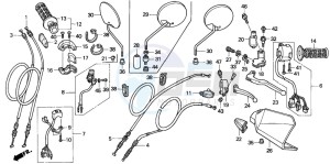 XR250R drawing HANDLE LEVER/SWITCH/CABLE