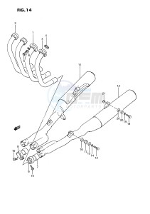 GSX1100 (E2) drawing MUFFLER (MODEL J)