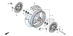 CB600F2 HORNET drawing FRONT WHEEL