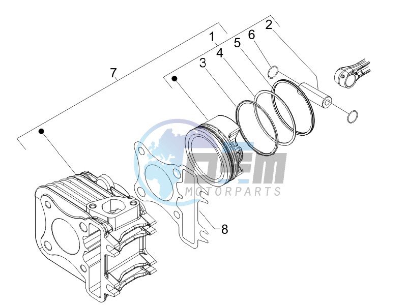 Cylinder - piston - wrist pin unit