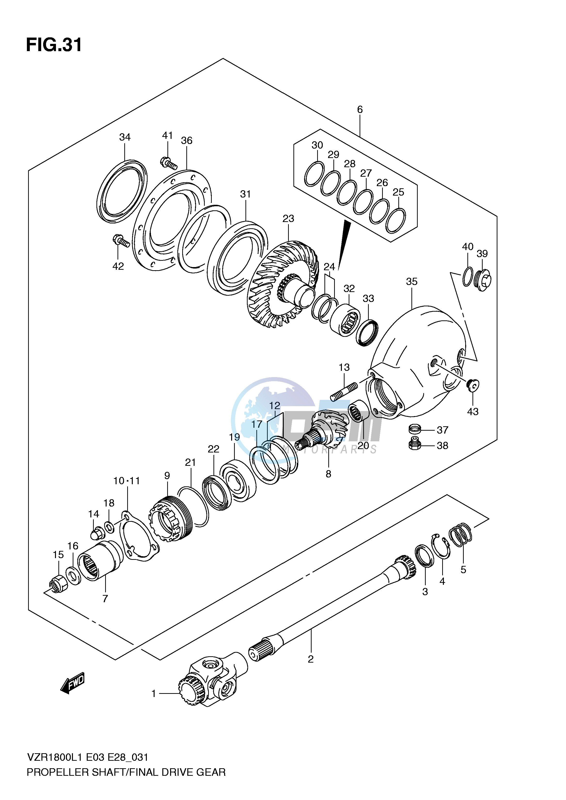 PROPELLER SHAFT FINAL DRIVE GEAR (VZR1800L1 E3)