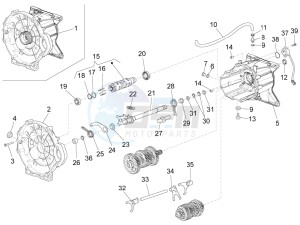 California 1400 Corazzieri 1380 drawing Gear box / Selector / Shift cam