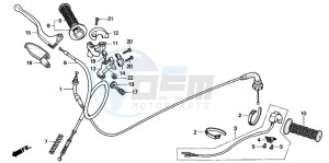 XR70R drawing HANDLE LEVER/SWITCH/CABLE