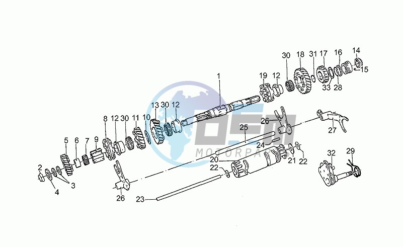 Secondary gear shaft 1991-d