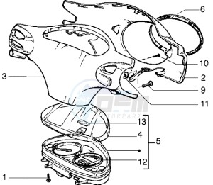 Liberty 125 drawing Speedometers Kms. - handlebar cover