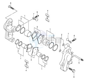 AN400 (E2) Burgman drawing FRONT CALIPER (MODEL K1 K2)