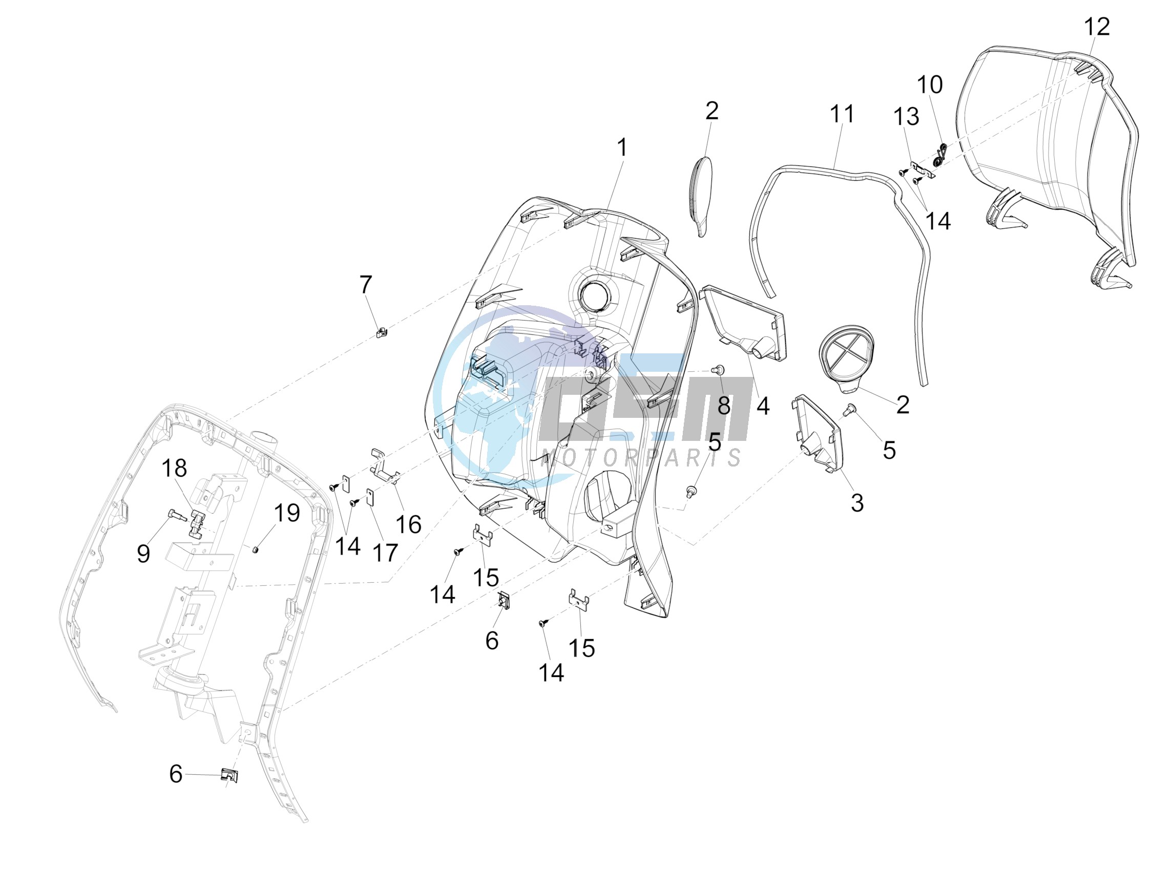 Front glove-box - Knee-guard panel