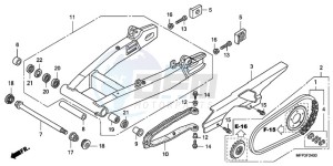 CB1300A9 BR / ABS CO MME - (BR / ABS CO MME) drawing SWINGARM/CHAIN CASE