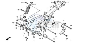 CB600F CB600S drawing FRAME BODY (CB600F2/F22)