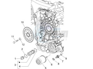 Liberty 125 4t e3 (UK) UK drawing Flywheel magneto cover - Oil filter