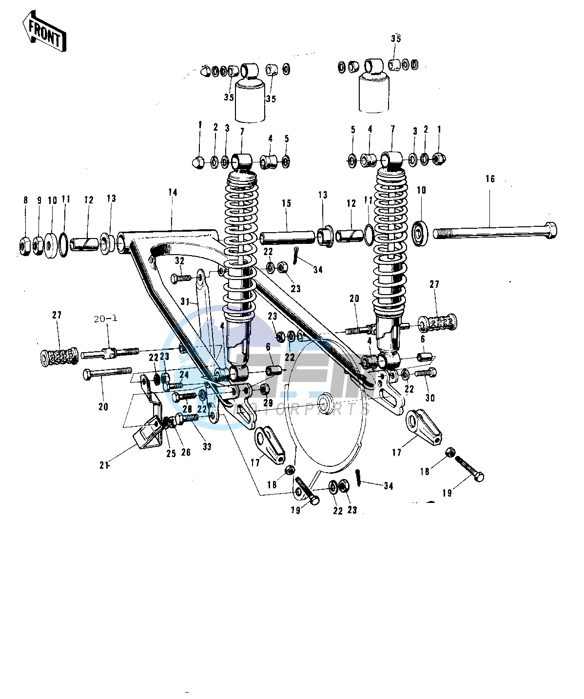 SWING ARM_SHOCK ABSORBERS -- 72-73 F9_F9-A 350- -