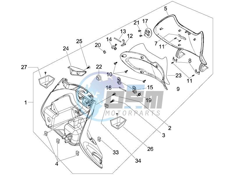 Front glove-box - Knee-guard panel