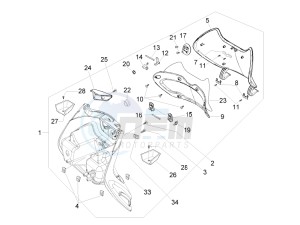 Beverly 500 Cruiser e3 2007-2012 drawing Front glove-box - Knee-guard panel