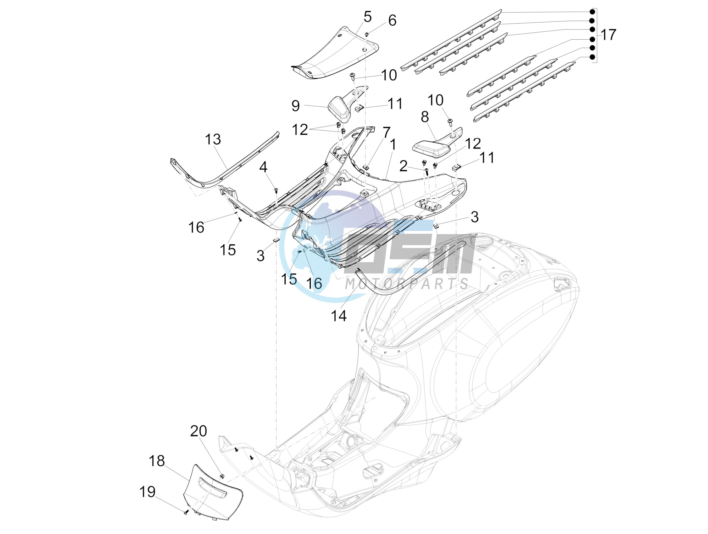 Central cover - Footrests