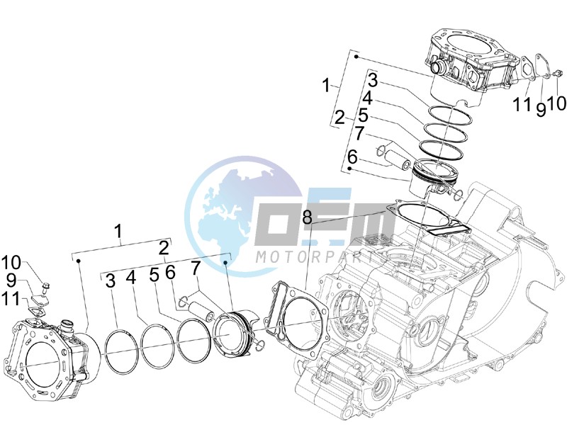 Cylinder-piston-wrist pin unit