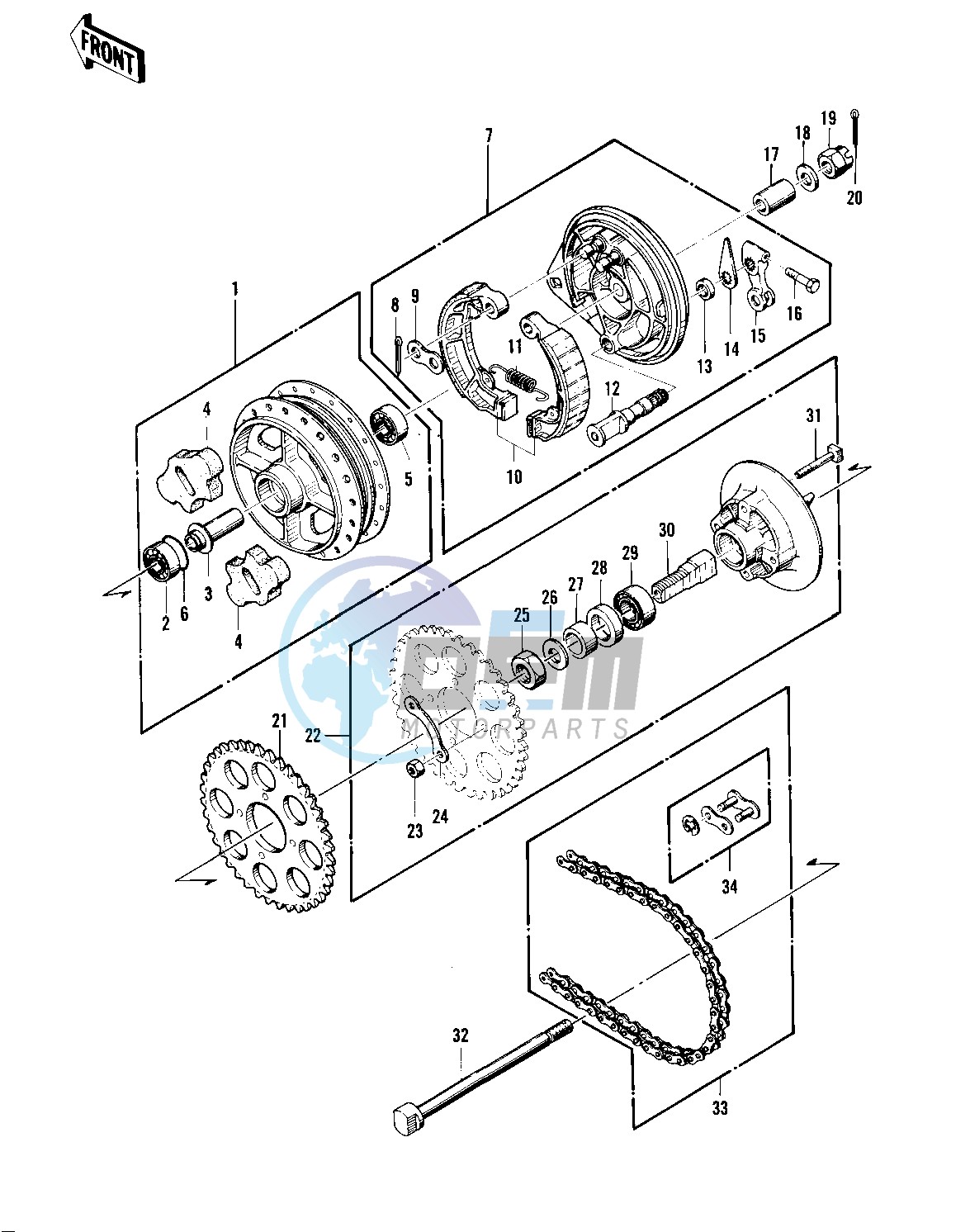 REAR HUB_BRAKE_CHAIN -- 74 -75 KZ400_KZ400D- -