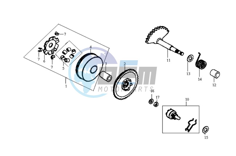 DRIVE PULLEY - GEARED SHAFT