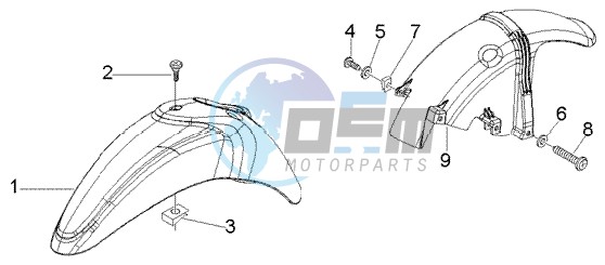 Front and rear mudguard