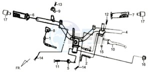 X'PRO 50 drawing HANDLEBAR / BRAKE LEVERS /CABLES