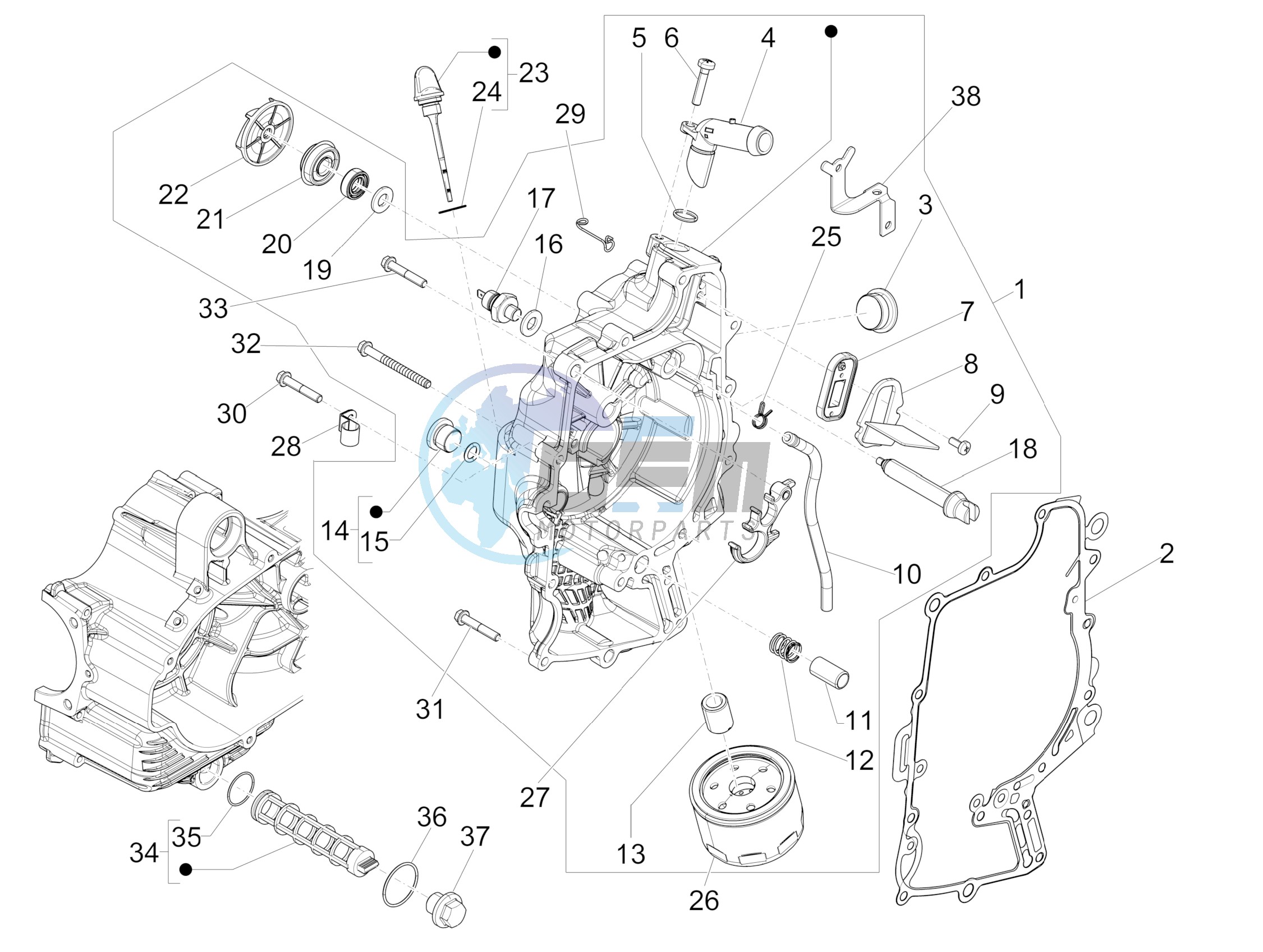 Flywheel magneto cover - Oil filter