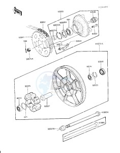 KZ 750 H [LTD] (H2-H4) [LTD] drawing REAR WHEEL_HUB_CHAIN -- 81-83 H2_H3_H4- -