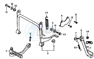 SUPER DUKE 125 drawing CENTRAL STAND / SIDE STAND / KICKSTARTER PEDAL