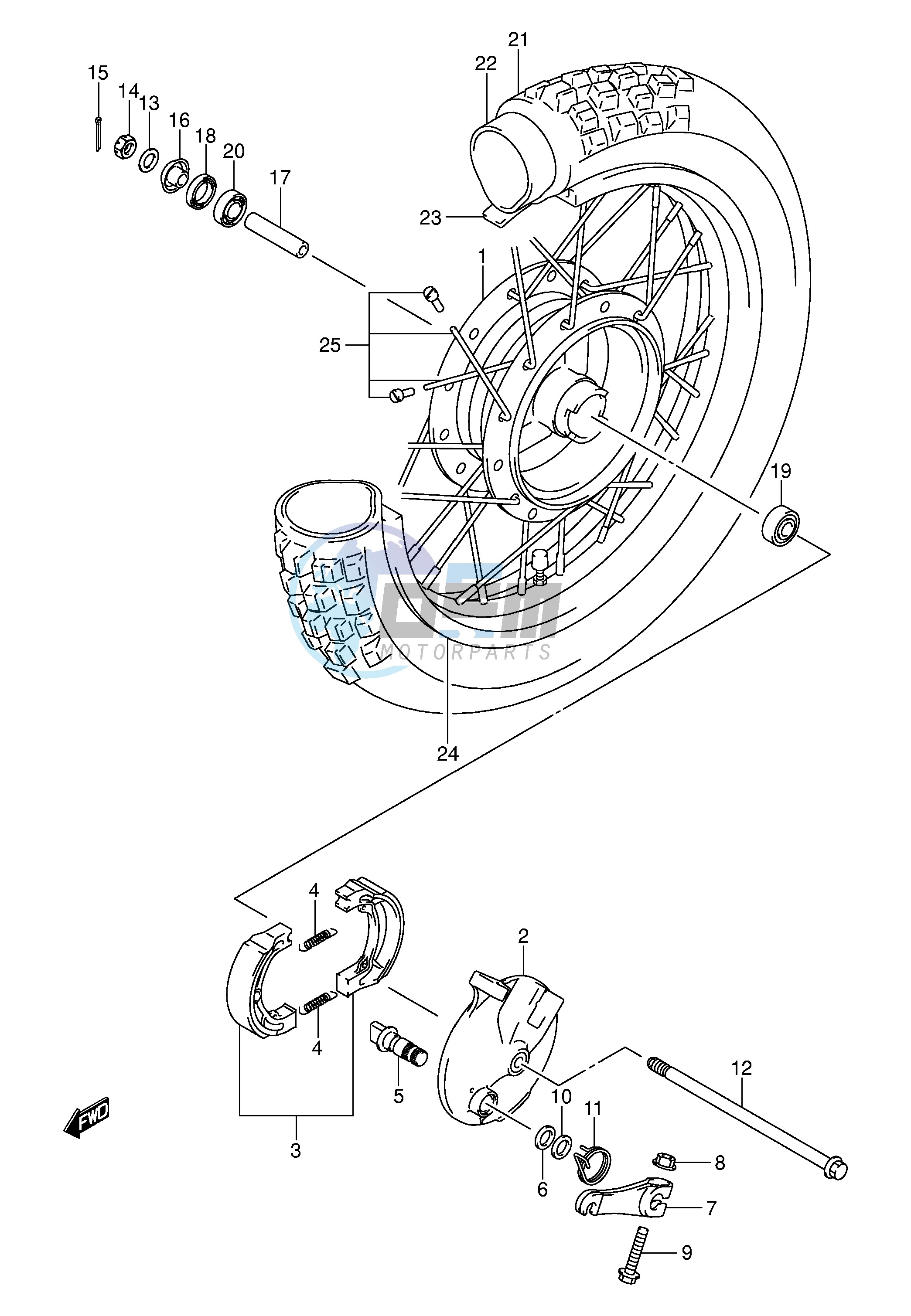 FRONT WHEEL (DR-Z125K3 K4 K5 K6 K7)