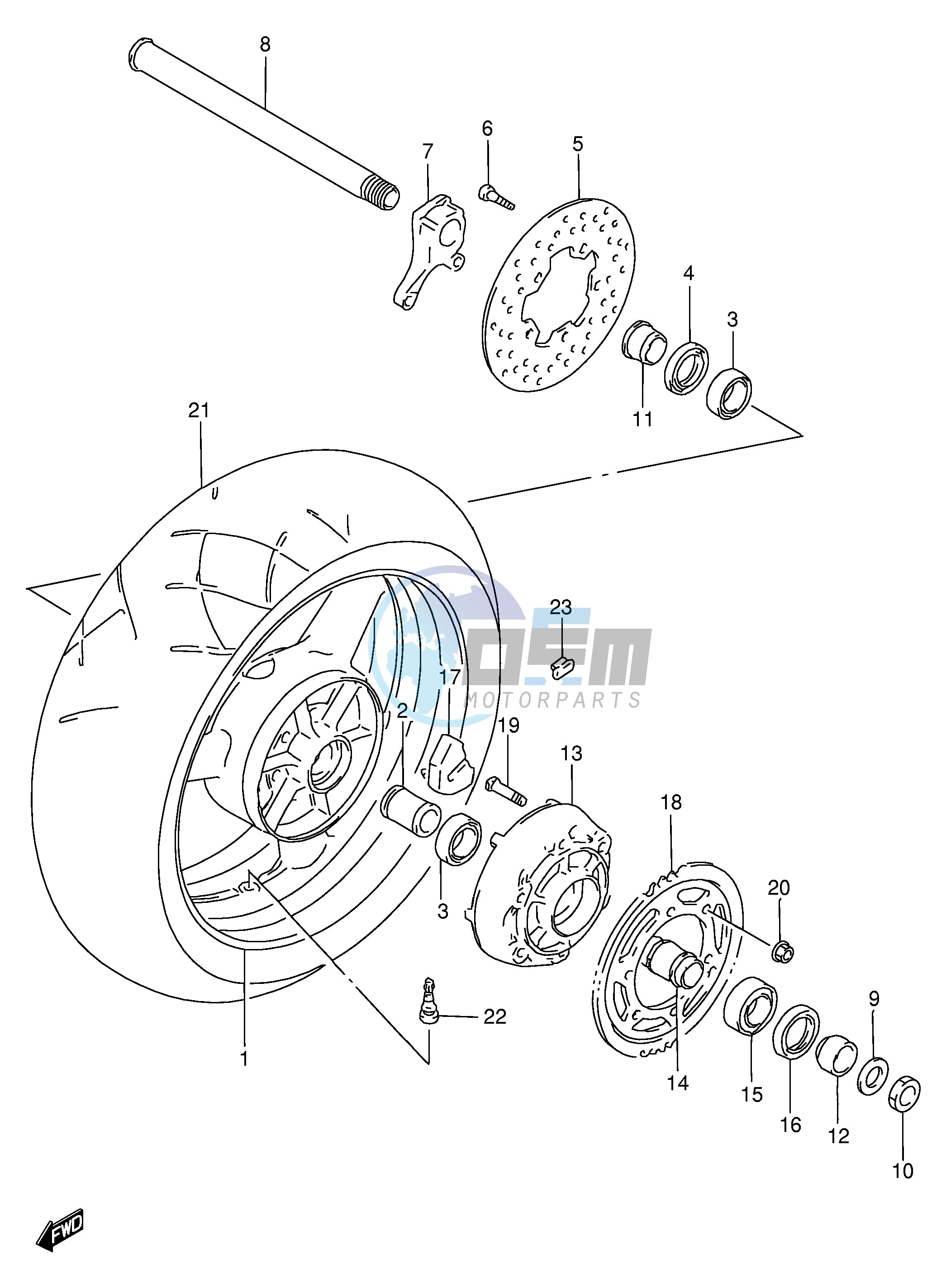 REAR WHEEL (MODEL T V)