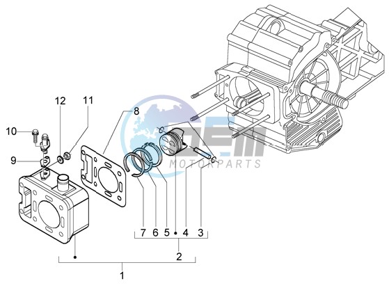 Cylinder-piston-wrist pin assy