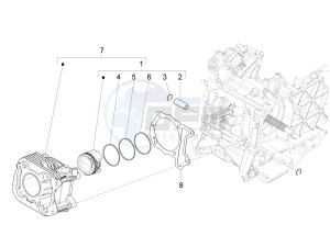 PRIMAVERA 150 4T 3V IE NOABS E3 (NAFTA) drawing Cylinder-piston-wrist pin unit