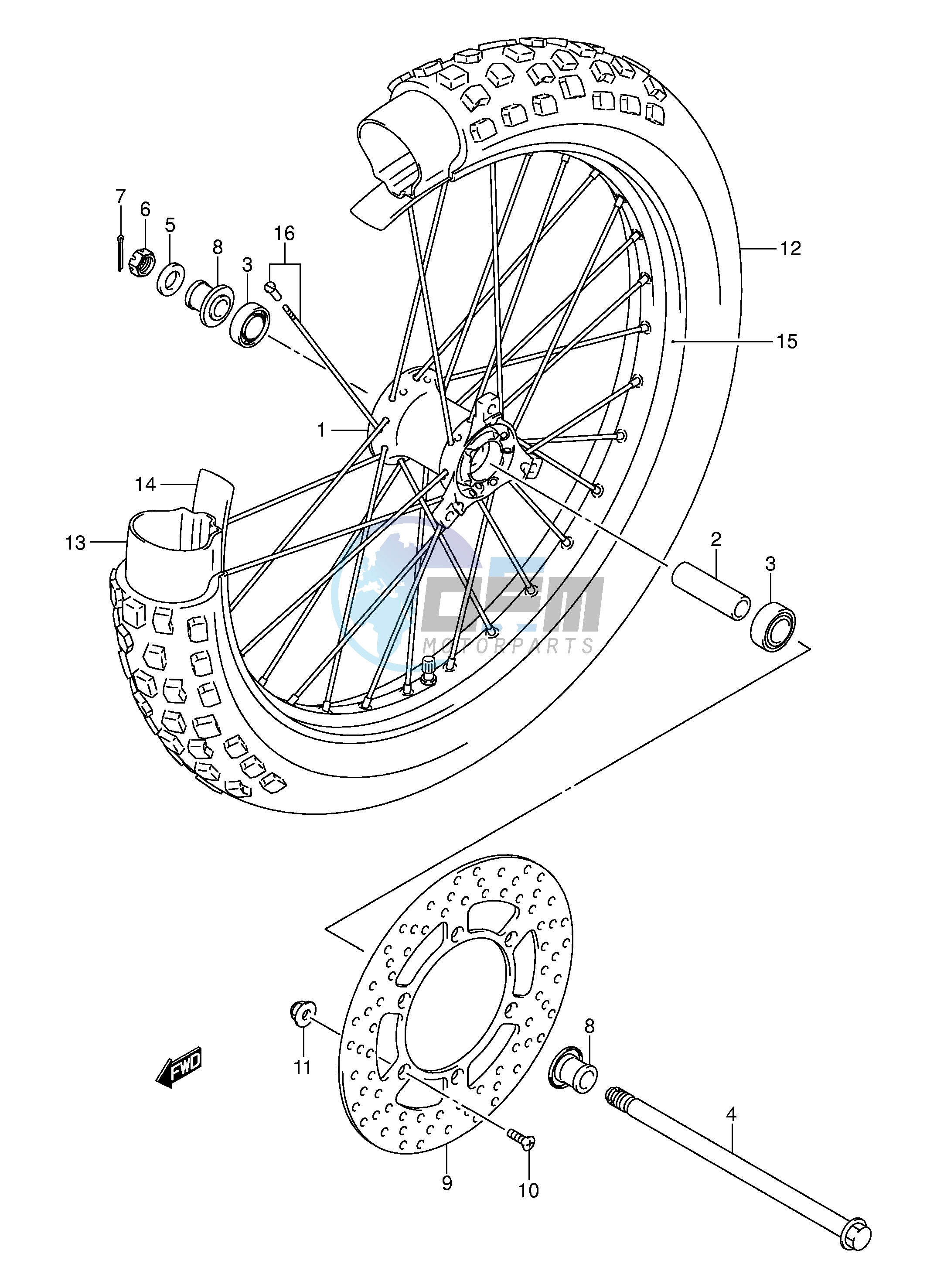 FRONT WHEEL (DR-Z125LK3 LK4 LK5 LK6 LK7)